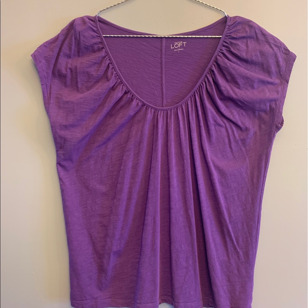 Ann Taylor LOFT Purple crew neck shirt, L